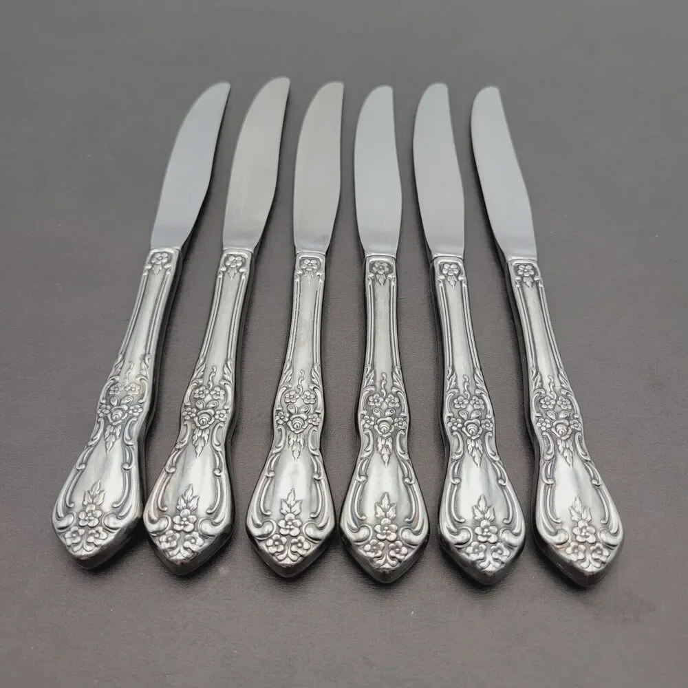 Set of 6 Oneida Knives KENNETT Square Distinction Deluxe STAINLESS STEEL 9
